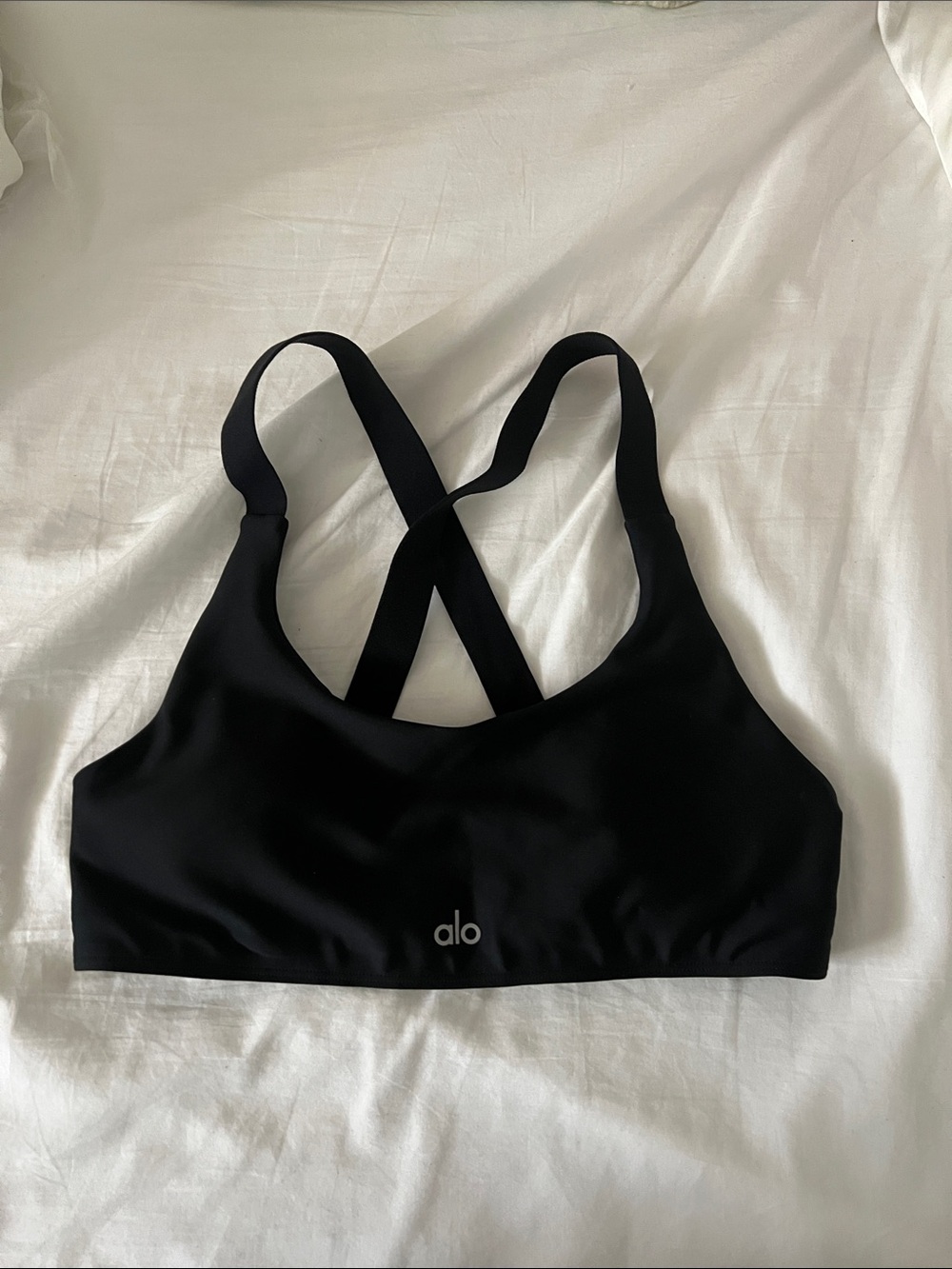ALO Yoga Black Cross-Strap Low-Impact Sports Bra